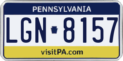PA license plate LGN8157