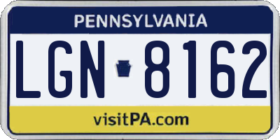PA license plate LGN8162