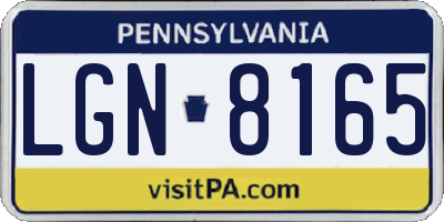 PA license plate LGN8165