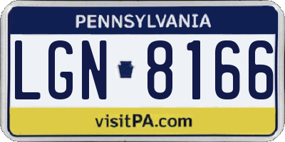 PA license plate LGN8166