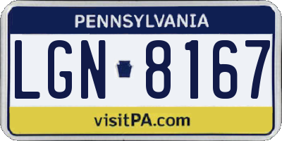 PA license plate LGN8167