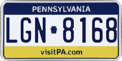 PA license plate LGN8168
