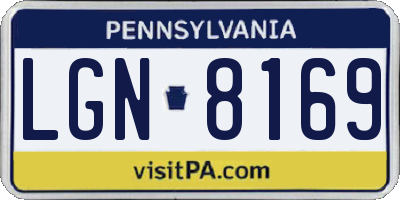 PA license plate LGN8169