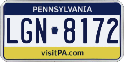PA license plate LGN8172