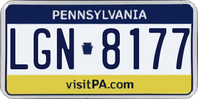 PA license plate LGN8177