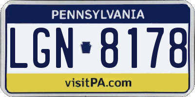 PA license plate LGN8178