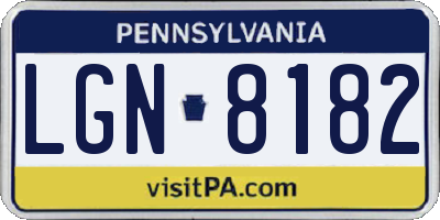 PA license plate LGN8182