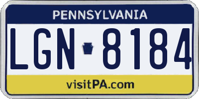 PA license plate LGN8184