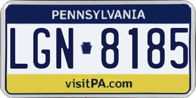 PA license plate LGN8185