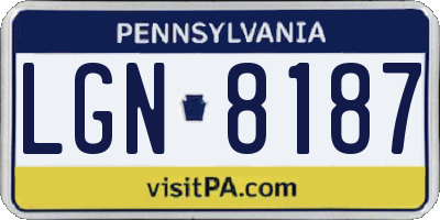 PA license plate LGN8187