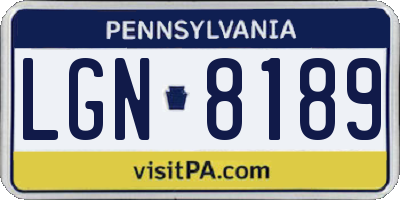 PA license plate LGN8189