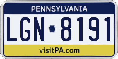 PA license plate LGN8191