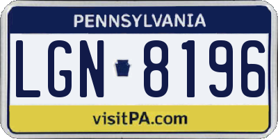 PA license plate LGN8196