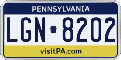PA license plate LGN8202