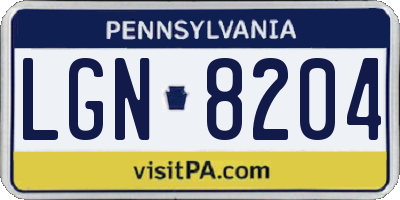 PA license plate LGN8204