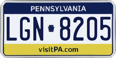 PA license plate LGN8205