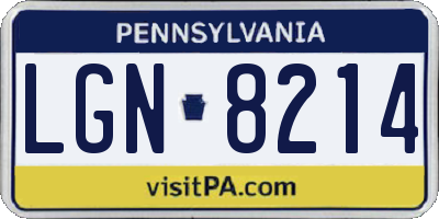 PA license plate LGN8214