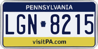 PA license plate LGN8215
