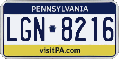 PA license plate LGN8216