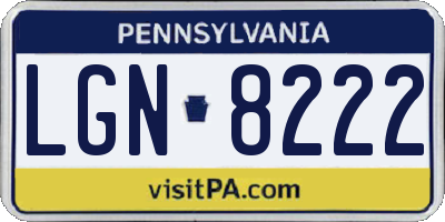 PA license plate LGN8222