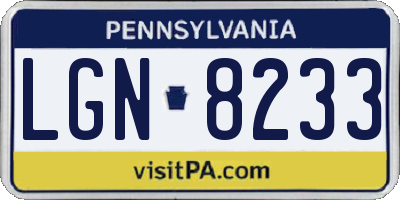 PA license plate LGN8233