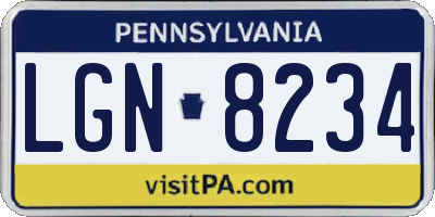 PA license plate LGN8234