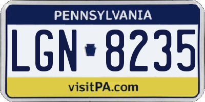 PA license plate LGN8235