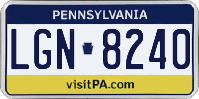 PA license plate LGN8240