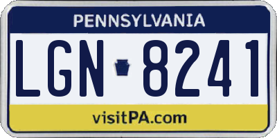 PA license plate LGN8241
