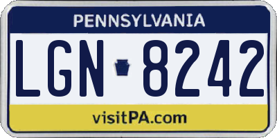 PA license plate LGN8242