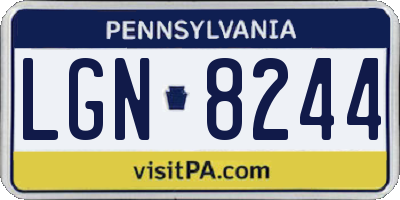 PA license plate LGN8244