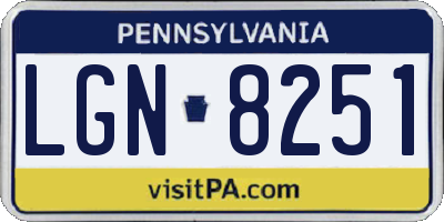 PA license plate LGN8251