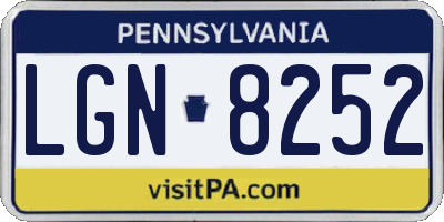 PA license plate LGN8252