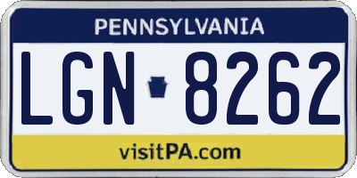 PA license plate LGN8262