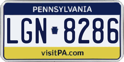 PA license plate LGN8286