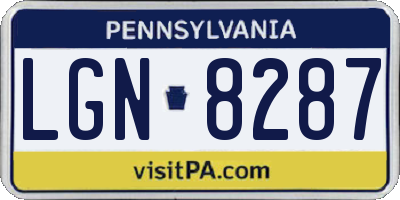 PA license plate LGN8287