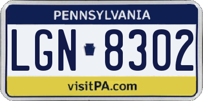 PA license plate LGN8302