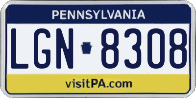 PA license plate LGN8308