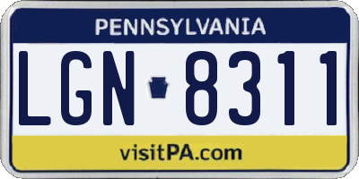 PA license plate LGN8311