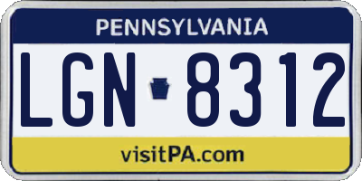 PA license plate LGN8312