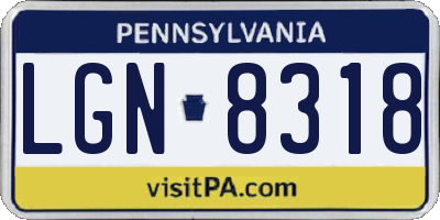 PA license plate LGN8318