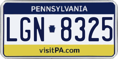 PA license plate LGN8325