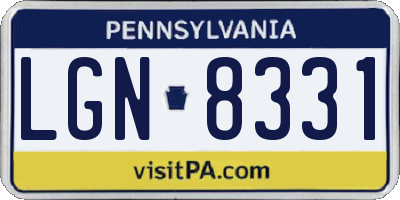 PA license plate LGN8331