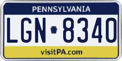 PA license plate LGN8340