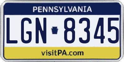 PA license plate LGN8345