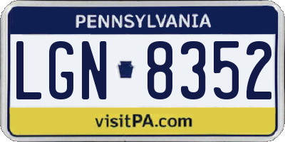 PA license plate LGN8352