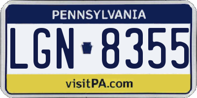 PA license plate LGN8355