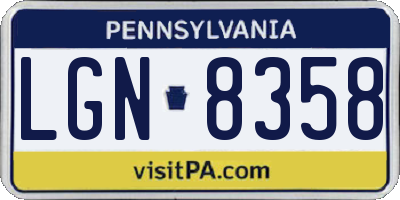 PA license plate LGN8358