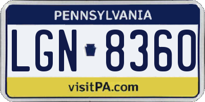 PA license plate LGN8360