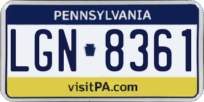 PA license plate LGN8361